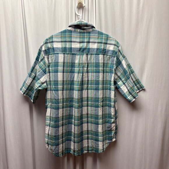 Woolrich Mens Plaid Button Down Shirt Size Medium Teal Cotton Casual Lightweight - Picture 2 of 7